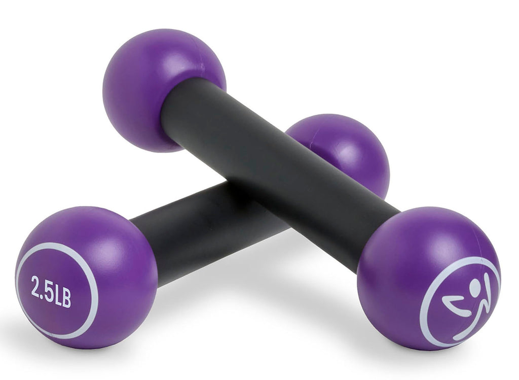 Zumba 2.5 lb Dumbbells Set of 2 - Hand Weights for Women Dumbbells for Women at Home Workout Weights Dumbbells Set Purple Exercise Weights - Small Weights for Women At Home Fitness