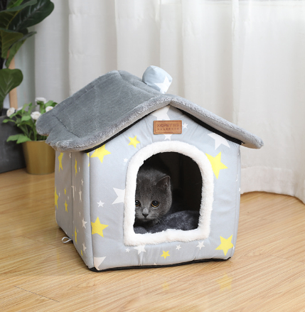 Warm Closed Dog Kennel House, Cozy Indoor Pet Bed Cave - image 3