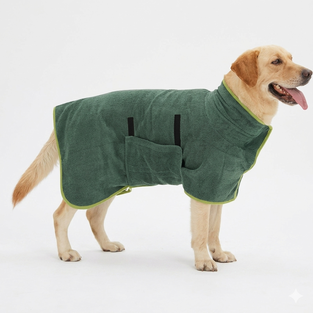 Fast-Drying Dog Bathrobe Towel, Soft Microfiber Pet Robe - image 3