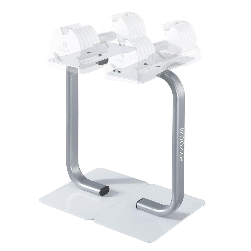BYZOOM FITNESS Adjustable Dumbbell Stand Rack Holder Weight Training Fitness Exercise for Home Gym Woman Beginner White