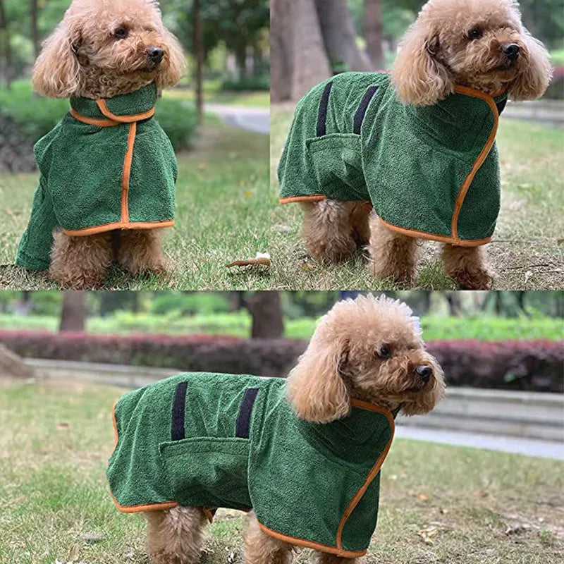Fast-Drying Dog Bathrobe Towel, Soft Microfiber Pet Robe