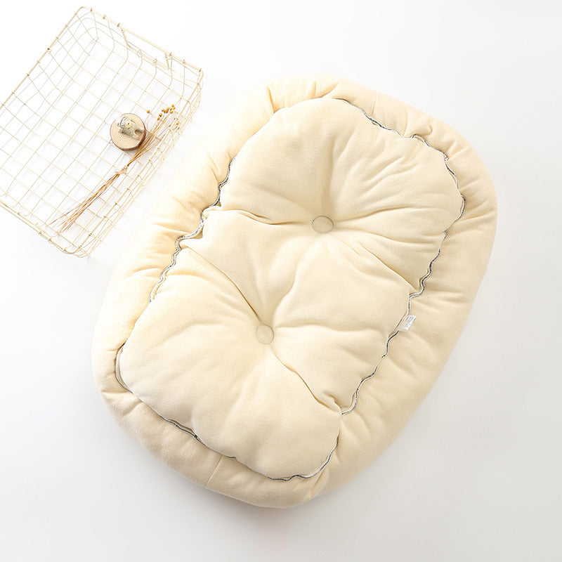 Reversible blue grey pet dog bed for small and large pets