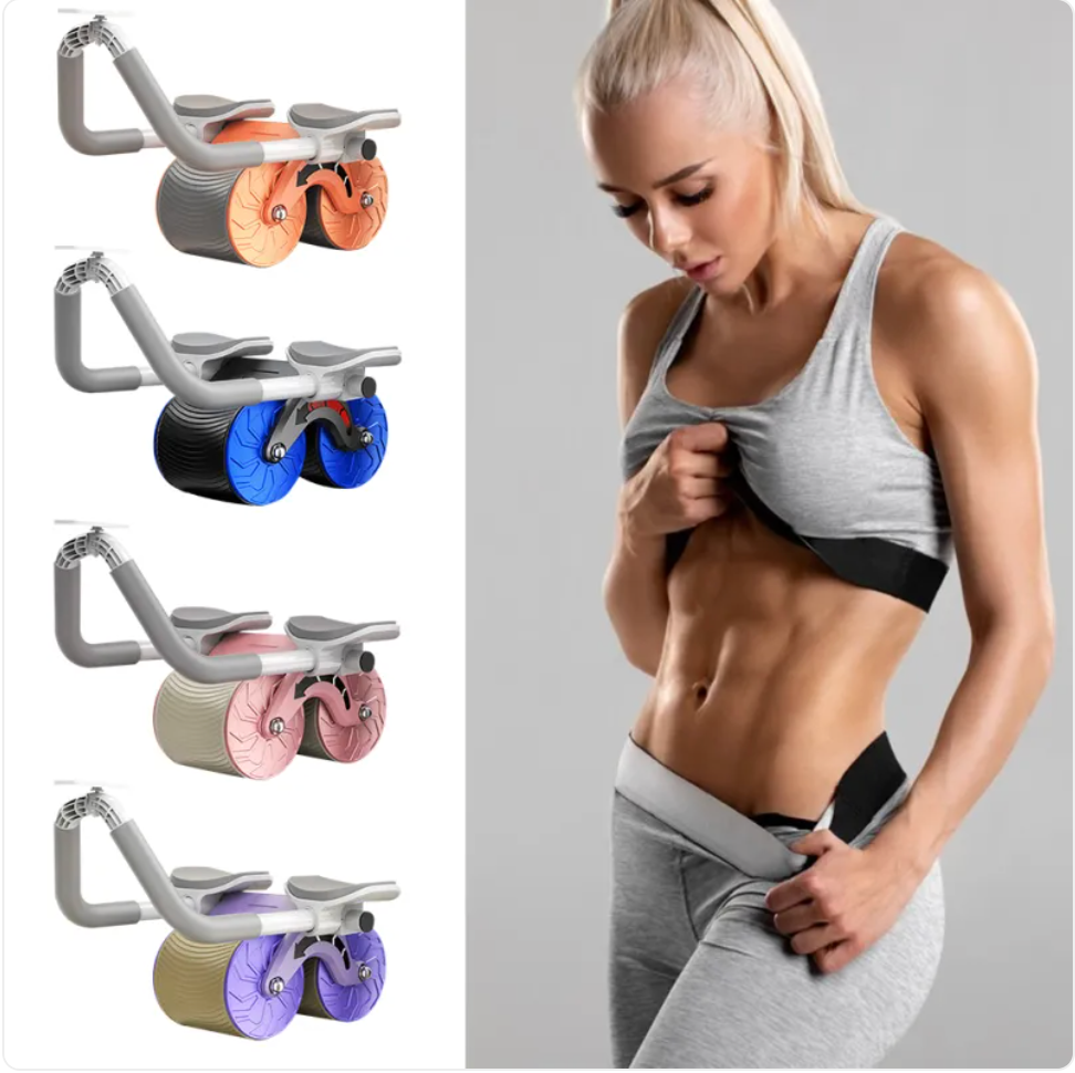 2-in-1 Ab Roller Wheel & Plank Trainer with Timer for Core Strength