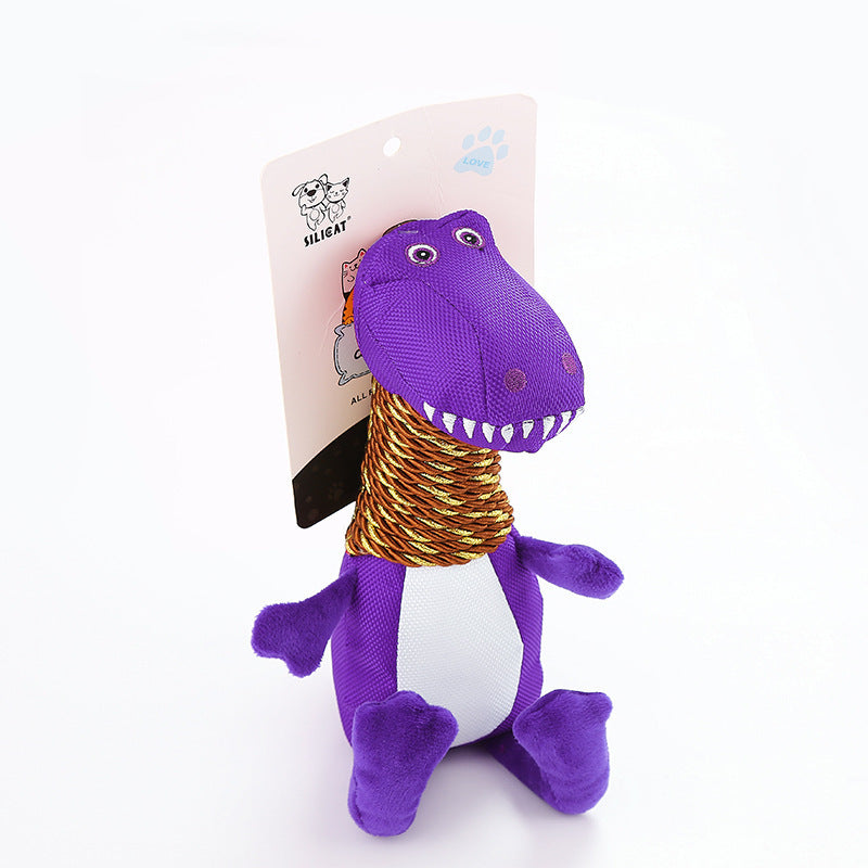 Plush Dinosaur Dog Toy with Squeaker and Chew-Friendly Fabric - image 5