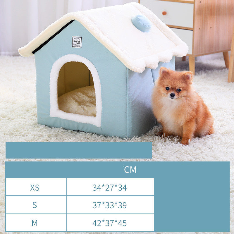 Warm Closed Dog Kennel House, Cozy Indoor Pet Bed Cave - image 1